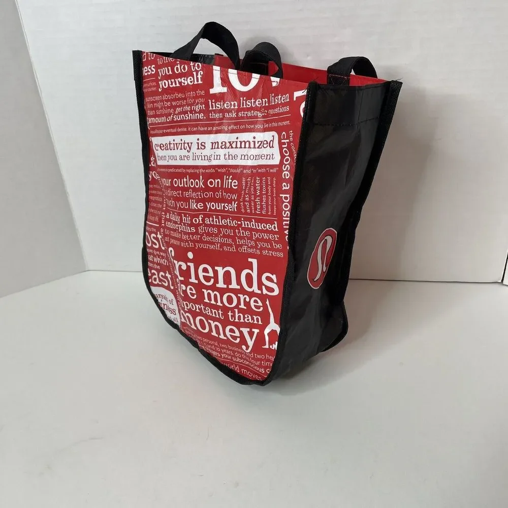 Lululemon Tote Bag, Red/black, Small, ~11”x9”x4”, Reusable Shopping Bag - Picture 2 of 9